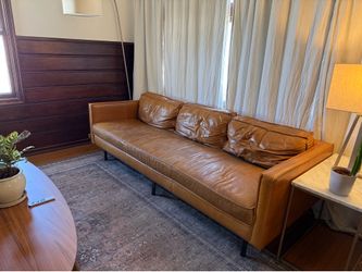 West Elm Axel 89” Leather Sofa – Aspen Saddle Leather – $700 OBO