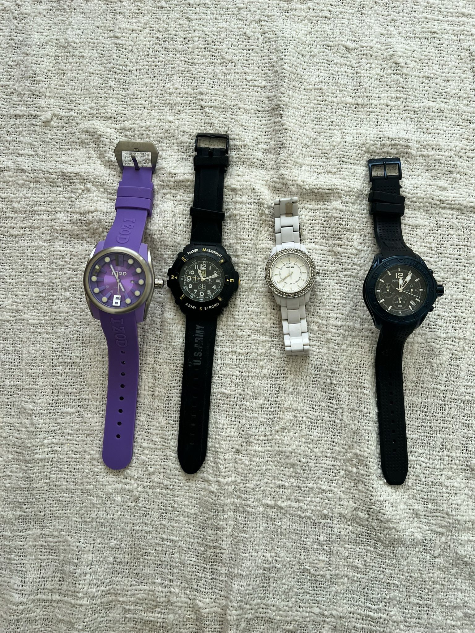 Bundle of 4 Watches - Izod, Us Army, nautica, Fossil