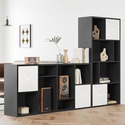 NEW922 $50  WOODEN 8-COMPARTMENT STORAGE ORGANIZER  Cube Storage Organizer with Doors: Compared with ordinary display cabinets on the market, our cube