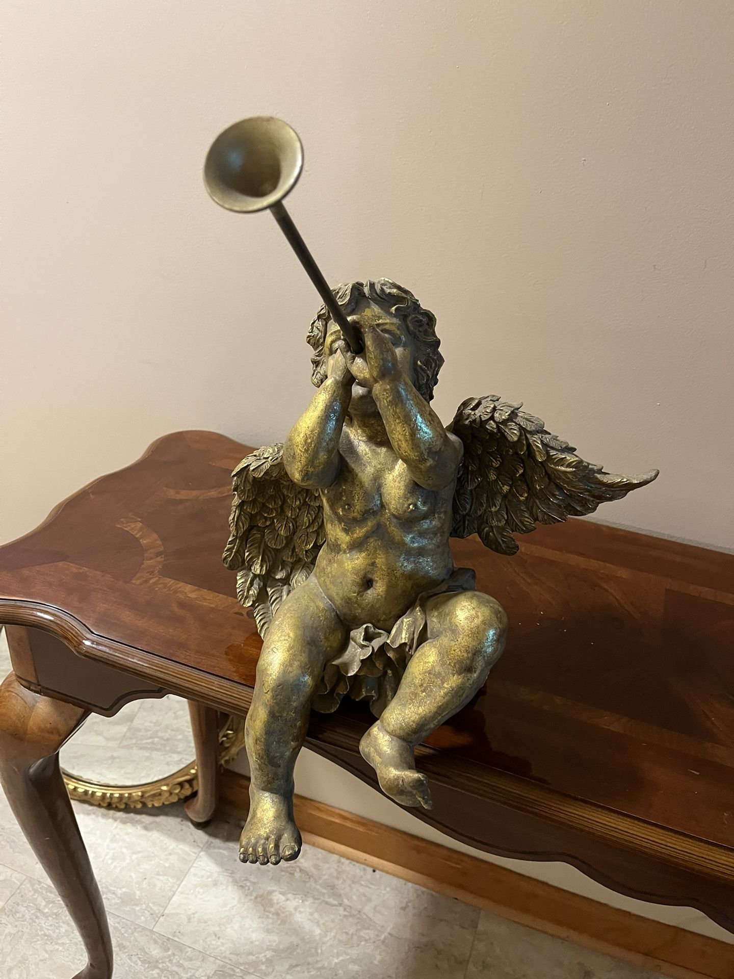 Vintage Golden cherub statue by Bombay 16 in