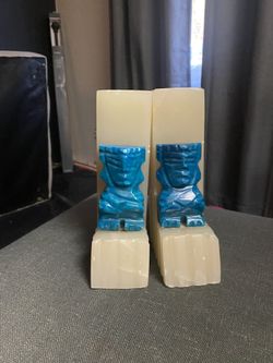 Tiki Quartz And Turquoise Book Ends