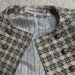 Veronica Beard Berkley Tweed Blazer Jacket Size 4  ivory