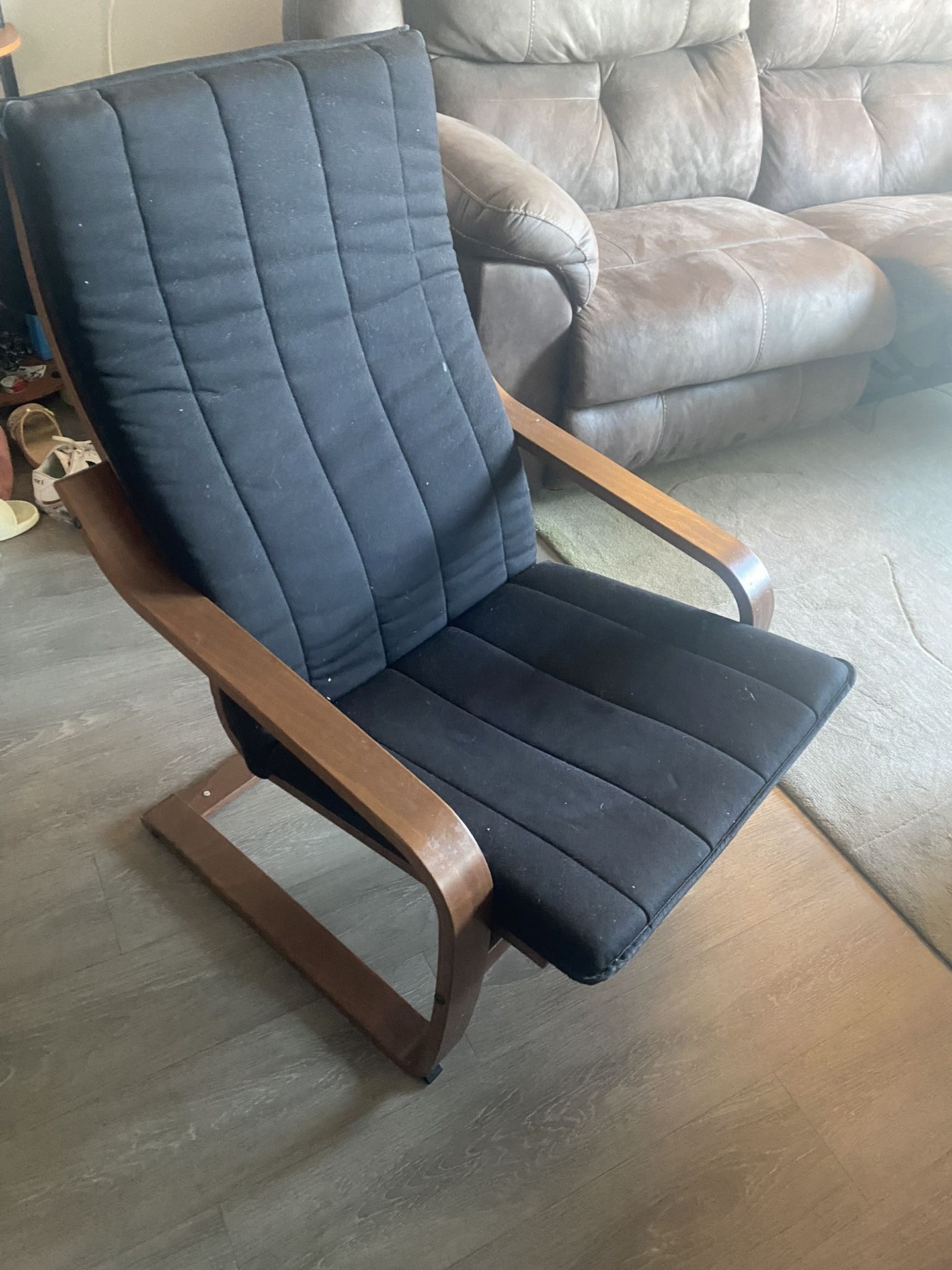 Black Fabric Reclining Armchair