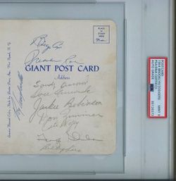 1954 Brooklyn Dodgers Signed Postcard Jackie Robinson Campanella DNA Auto Clear!