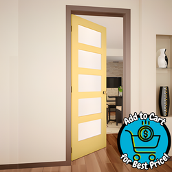 RELIABILT 30" x 80" Marigold Solid Core 5-panel Frosted glass Left Hand Inswing Pine Wood Single Prehung Interior Door