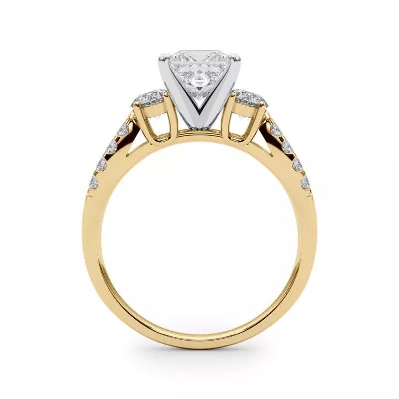 Rosella Three-Stone Engagement Ring – 1.77 Carat Princess Cut Diamond