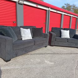 Dark Gray Sofa and Loveseat
