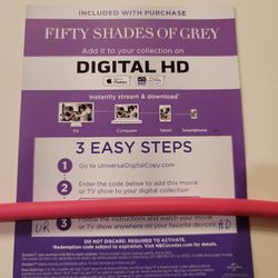 $4 HD DIGITAL MOVIE CODE. FIFTY SHADES OF GREY. $4 OR TRADE FOR A MOVIE TITLE I DO NOT ALREADY OWN.