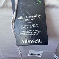 Allswell Silky Serenity Queen Sheet Set Beige Tencel Lyocell