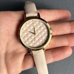 Quilted Face Faux Leather Watch