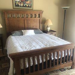 Wood Bed And Frame With Matching Chest Of Drawers