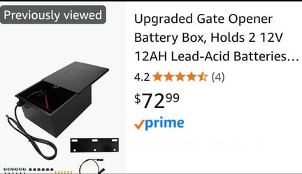 Firm Price)Upgraded Gate Opener Battery Box, Holds 2 12V 12AH Lead-Acid Batteries (Not Included