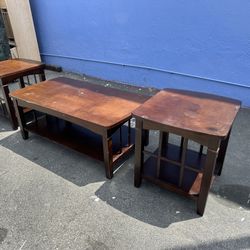 All 3 Pieces ONLY $150 for  Dark Wood Coffee Table & End Table Set