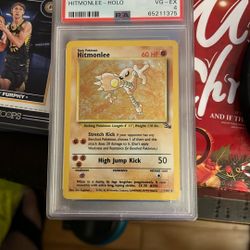 Hitmonlee Holo 7/62 Fossil Ultra Rare Pokemon Card PSA 4