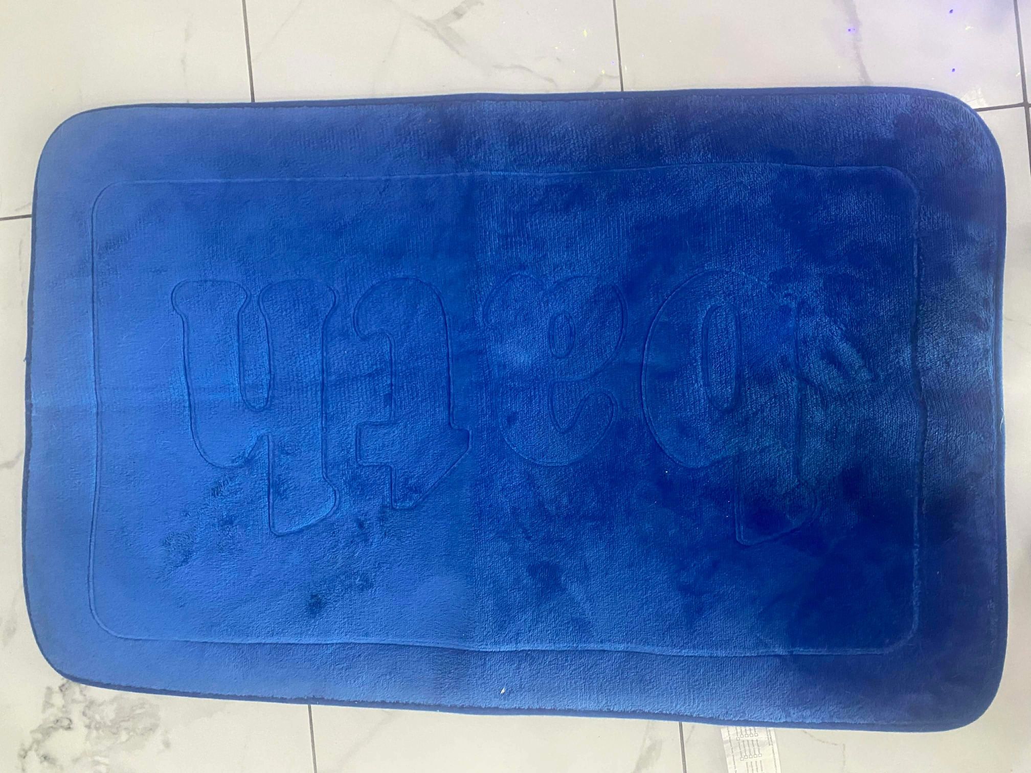 Navy Blue Bath Mat Rug Non-Slip Bathroom Shower