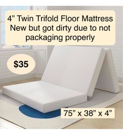 4” Twin Folding Mattress Topper, 4 Inch Trifold Mattress, Twin Size Folding Mattress for Indoors, RV/Camper Van, Travel, Camping, Guest Room-Breathabl