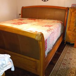 King Sleigh Bed, Chest Of Drawers, & Dresser w/ Mirror