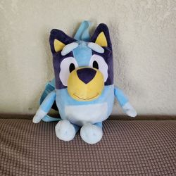 Blue plush backpack