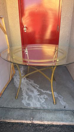Round Glass Top Dining Table Gold Base