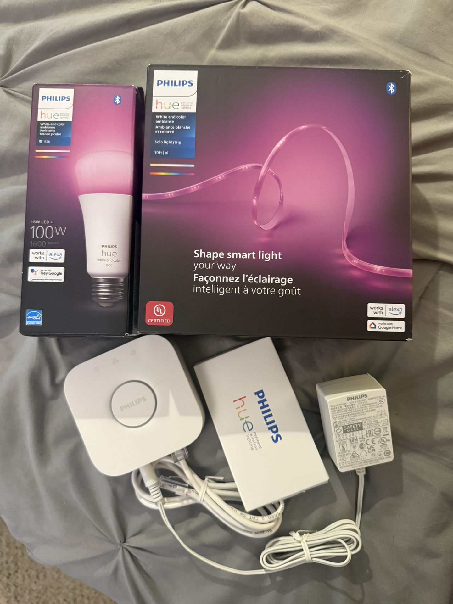 Philips Hue Light Strip, Bulb, And Bridge 