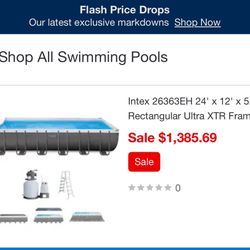 Intex Ultra XTR 24x12x48 Pool Plus 250$ Worth Chlorine Tables And Liquid