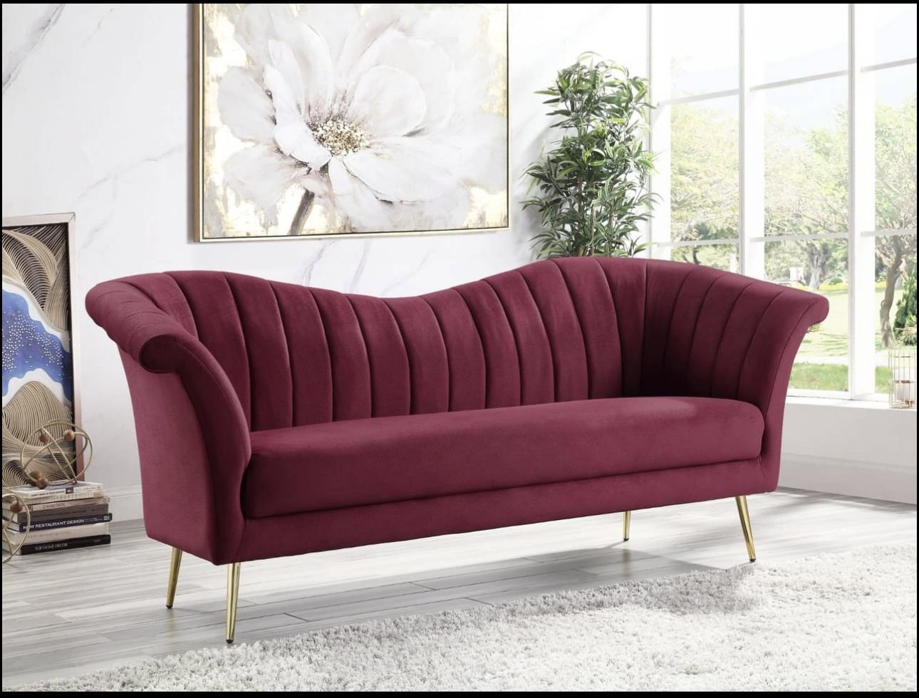 Beautiful Red Velvet Sofa