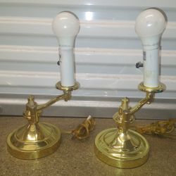 Vintage polished brass swing-arm desk Lamps