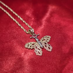 10k Gold Roop Chain & butterfly Pendant 