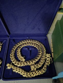 22mm 14k Gold Plated Chain And Bracelet 