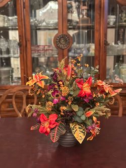 Artificial Fall Floral Arrangement in Vase