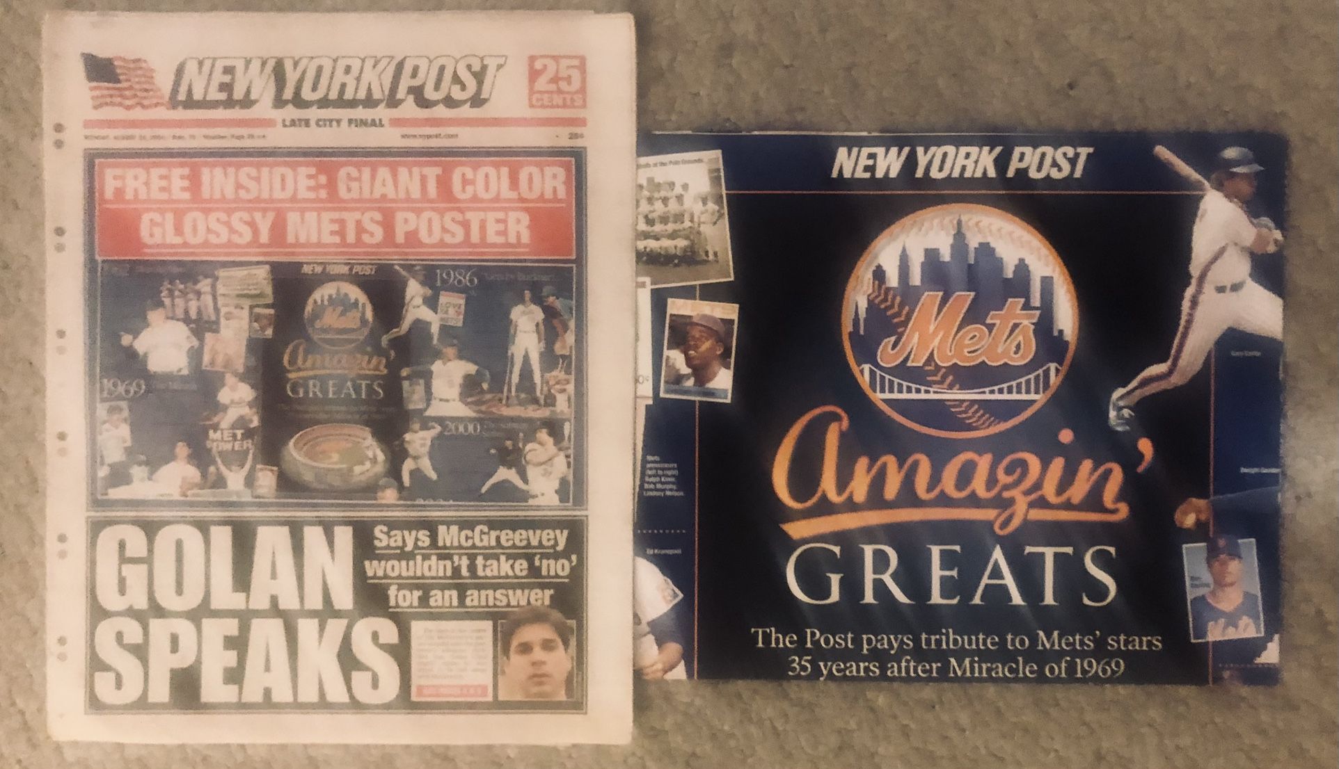 The New York post August 16, 2004-Ny Mets Poster-GC +++ HTF