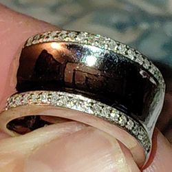 925 Sterling  Silver Ring With Natural  Diamonds5th