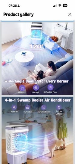 Portable Air Conditioners, 3000 CFM Swamp Cooler, Evaporative Air Cooler with 6.87 Gal Water Tank