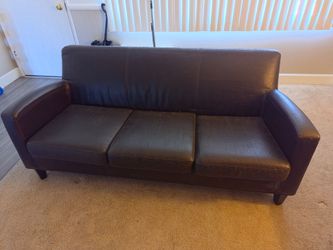 Dark Brown Leather 3-Seat Couch