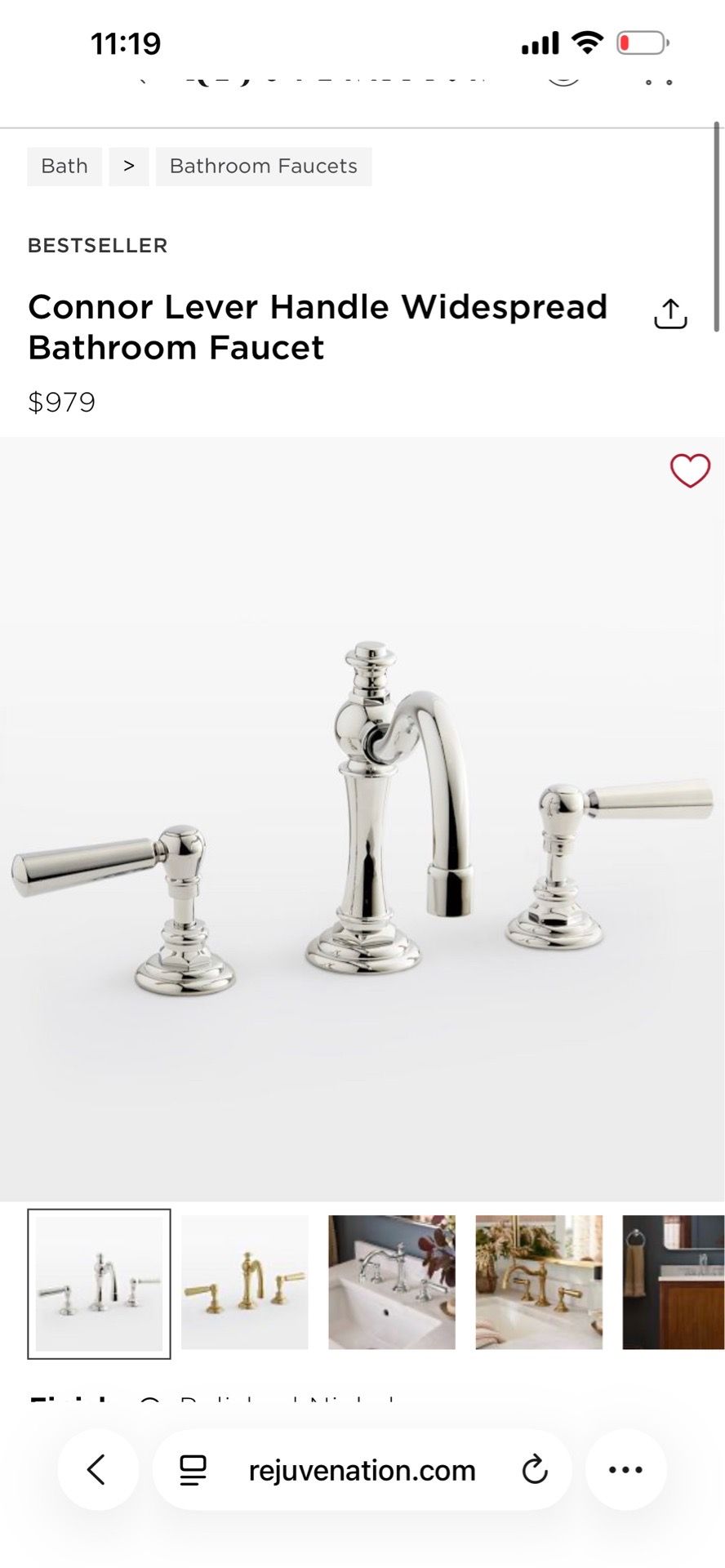 Brand new Rejuvenation Connor widespread faucet Polished Nickel