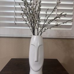 14 Inch Ceramic White Face Vase
