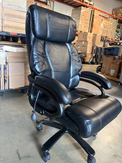 Big and Tall Comfortable Office Chair with Height-Adjustable Design, High Back PU Leather Desk Chair with 360° Swivel, Easy to Install
