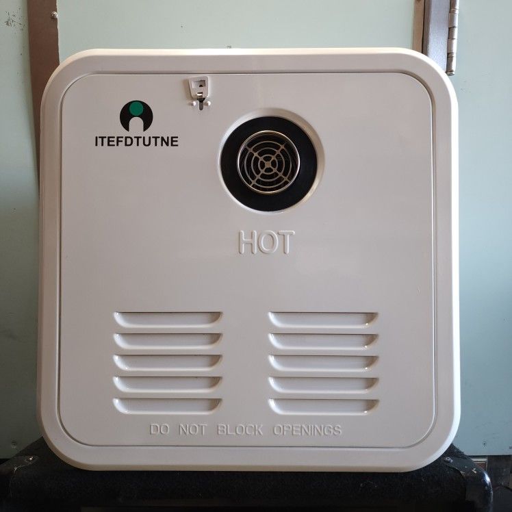 RV Tankless Water Heater, with 15 x 15 inches White Door and Remote Controller, DC 12V, Best High Altitude Performance, Ideal for RVers' Daily use