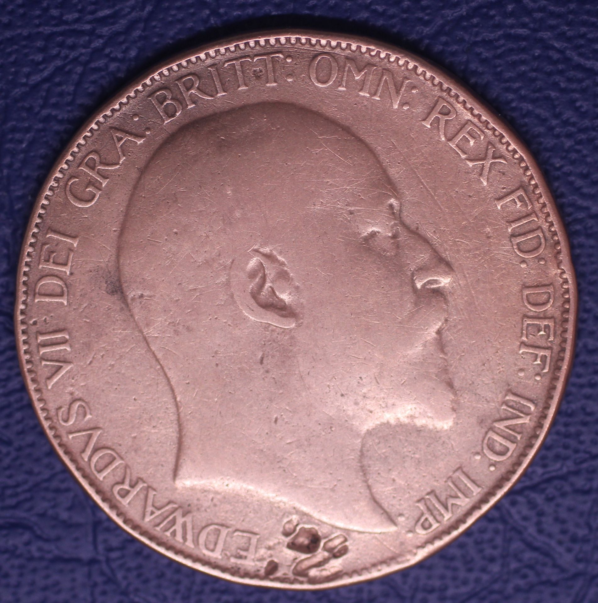1907 Great Britain King George V One Penny Bronze Coin
