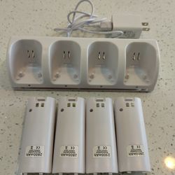 Brand New Four-pack Wii Rechargeable Batteries And Charging Stations