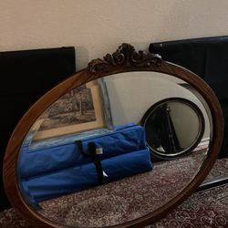 $100-Large, Heavy Antique Beveled Mirror 