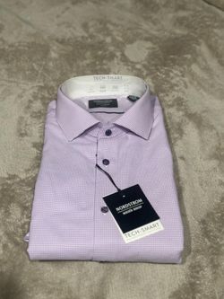 New Nordstrom‘S Men’s Shop Premium Non-Iron Trim Fit Dress Shirt Long Sleeve Size 17 Purple 