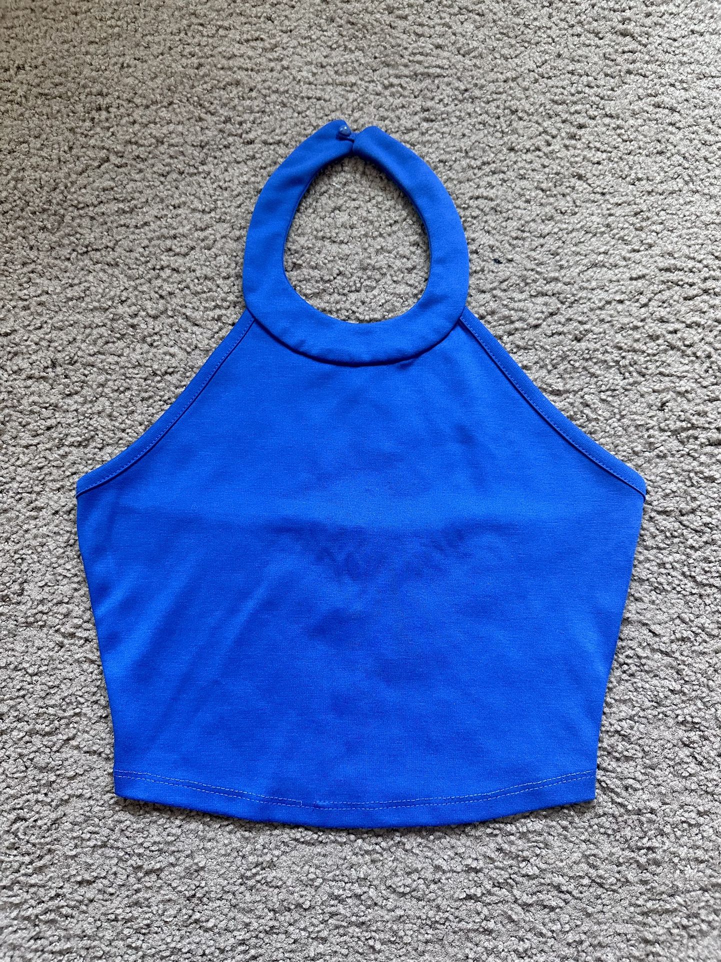 Blue Halter Crop Top (Size S) - LOCAL MEETUP ONLY