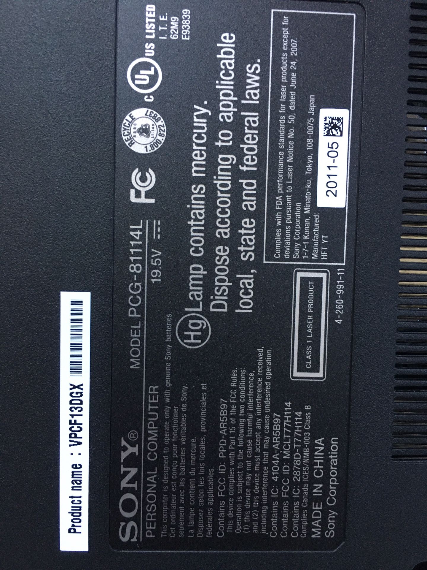 Sony VIAO Laptop, 16.4” Screen, i7 Core, 320GB HDD, 4GB RAM, Windows 10 Pro, SN#54034648 3002180 (New, Open Box)