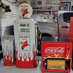 Gas Pump -Coca-Cola Chest-Flame All Steel Trash Canash