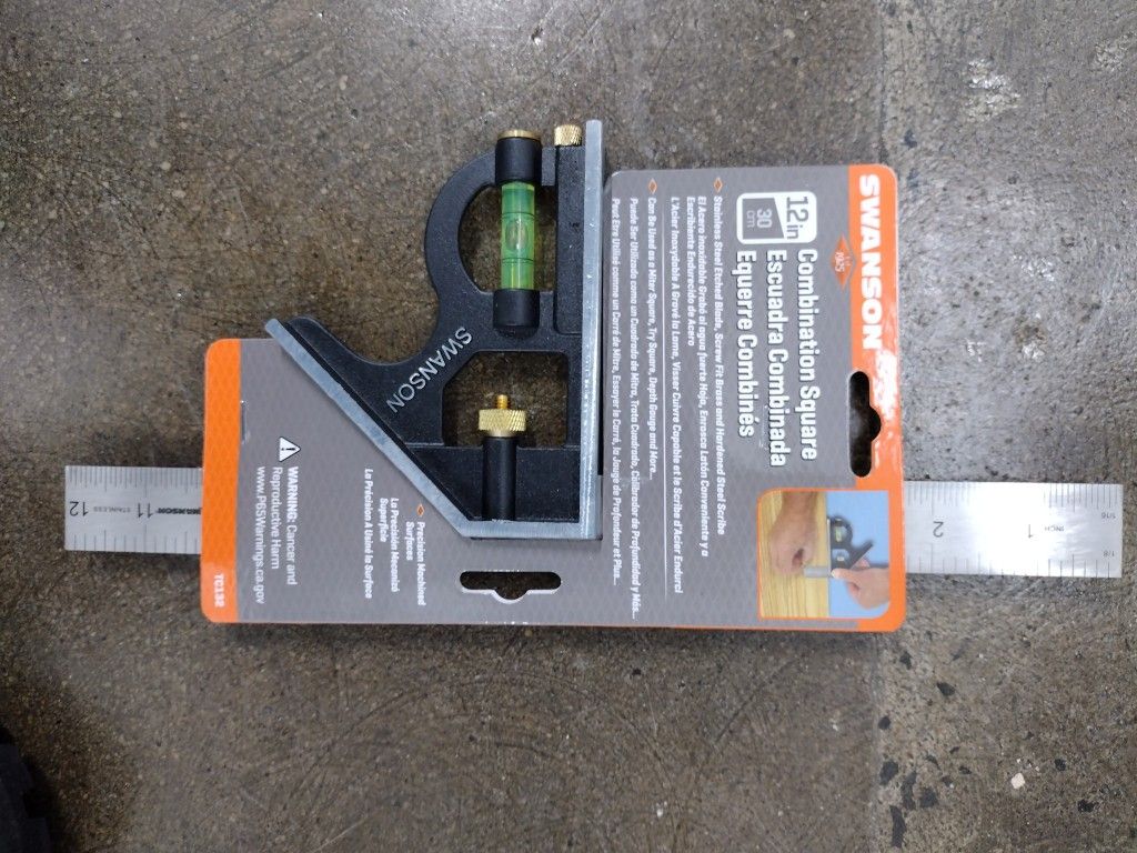 12 in. Combination Square with Metric Scale and Stainless Steel Blade (30 cm)