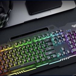 New AULA Keyboard, T102 104 Keys Gaming Keyboard and Mouse Combo with RGB Backlit Quiet Computer Keyboard, All-Metal Panel, Waterproof Light Up PC Key