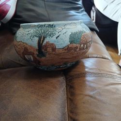 Handmade Gina Arrinhetti Santa Fe Pueblo Village Vase Candle Holder Southwestern 