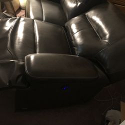 Dark Chocolate Double Leather Reclining Oversized Love Seat