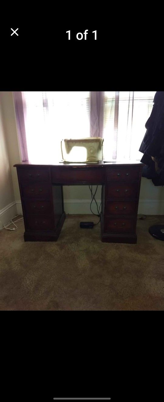 Vintage Cabinet And Sewing Machine